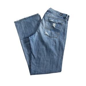 Mens 7 For All Mankind jeans Relaxed Vintage Y2K button fly boot cut distressed